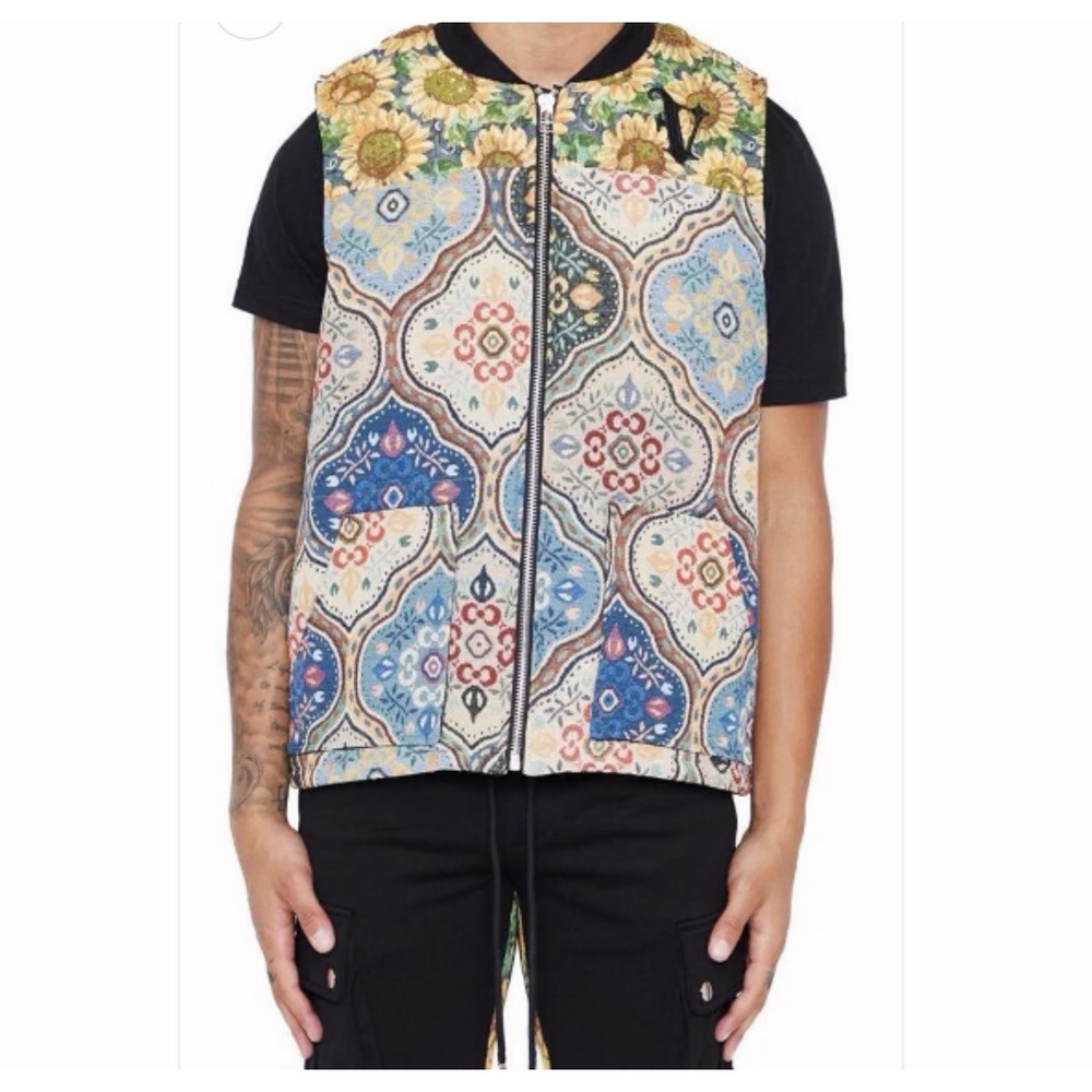 Valabasas Banksy Embroidered Vest Jacket Full Zip Tapestry Streetwear Mens M Art